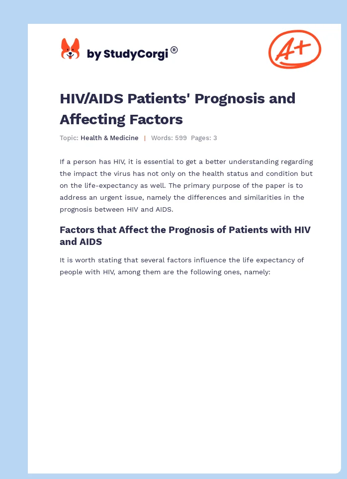 HIV/AIDS Patients' Prognosis and Affecting Factors. Page 1