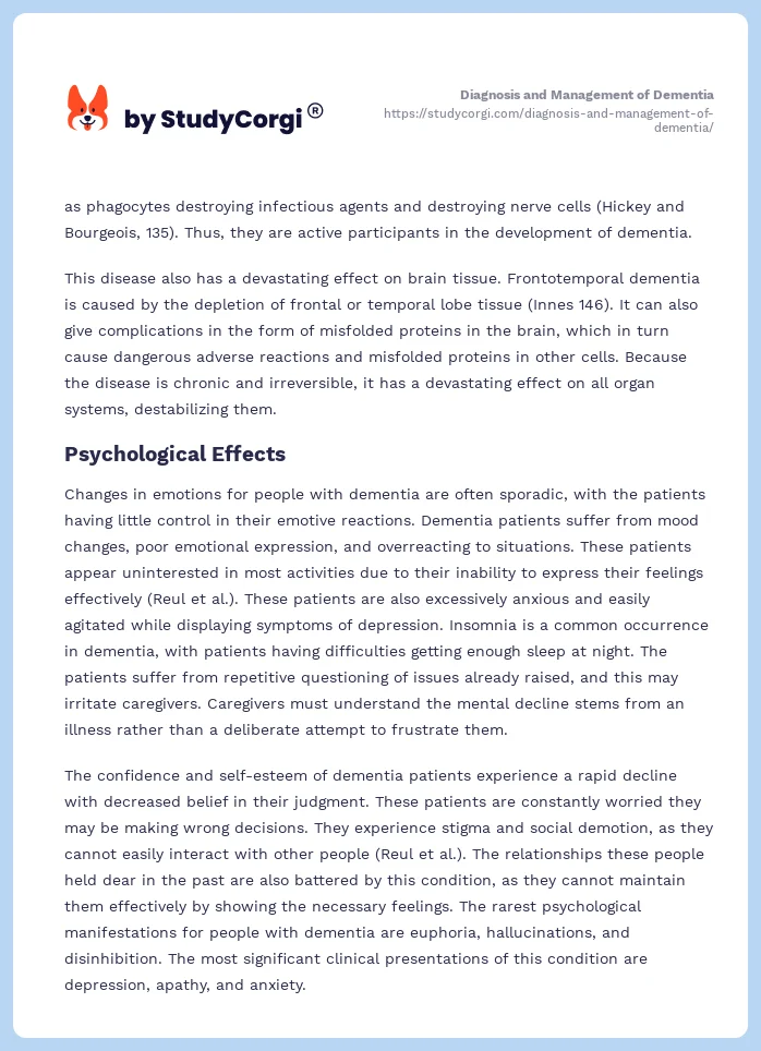 Diagnosis and Management of Dementia. Page 2
