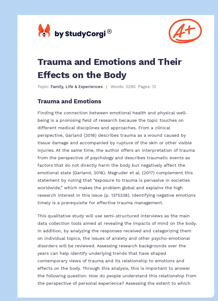 Trauma and Emotions and Their Effects on the Body. Page 1