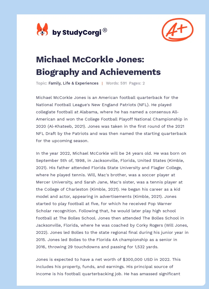 Michael McCorkle Jones: Biography and Achievements. Page 1