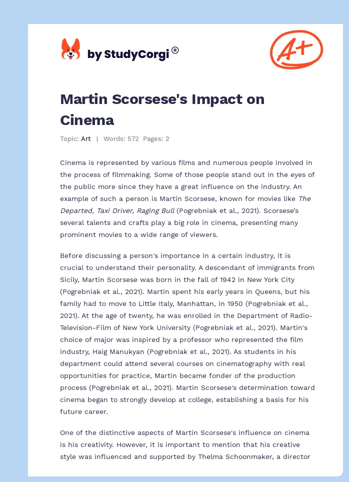 Martin Scorsese's Impact on Cinema. Page 1
