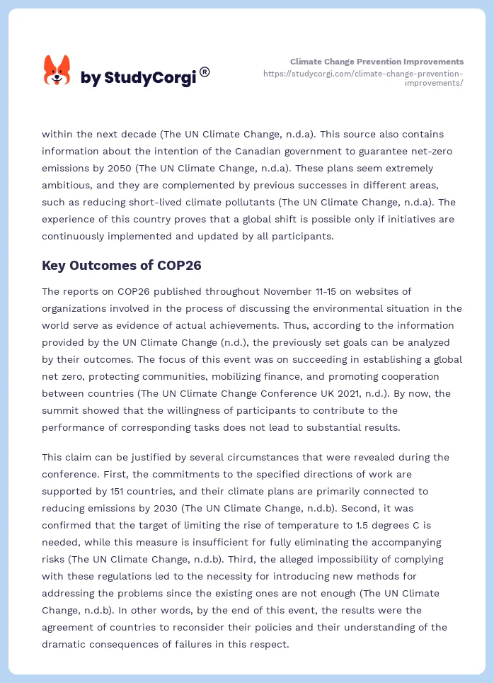 Climate Change Prevention Improvements. Page 2