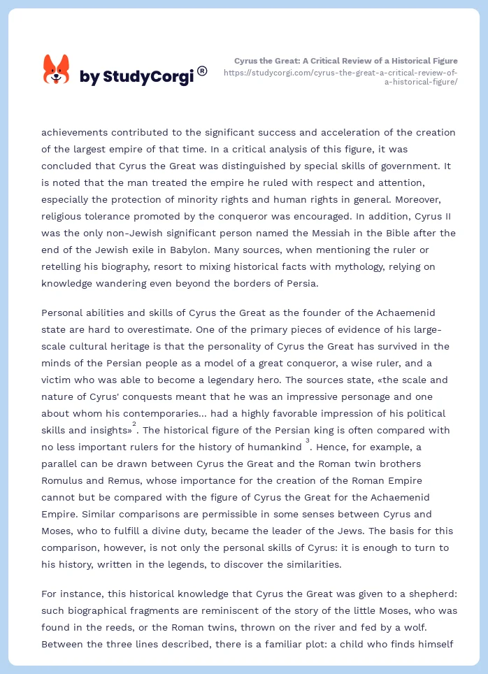 Cyrus the Great: A Critical Review of a Historical Figure. Page 2