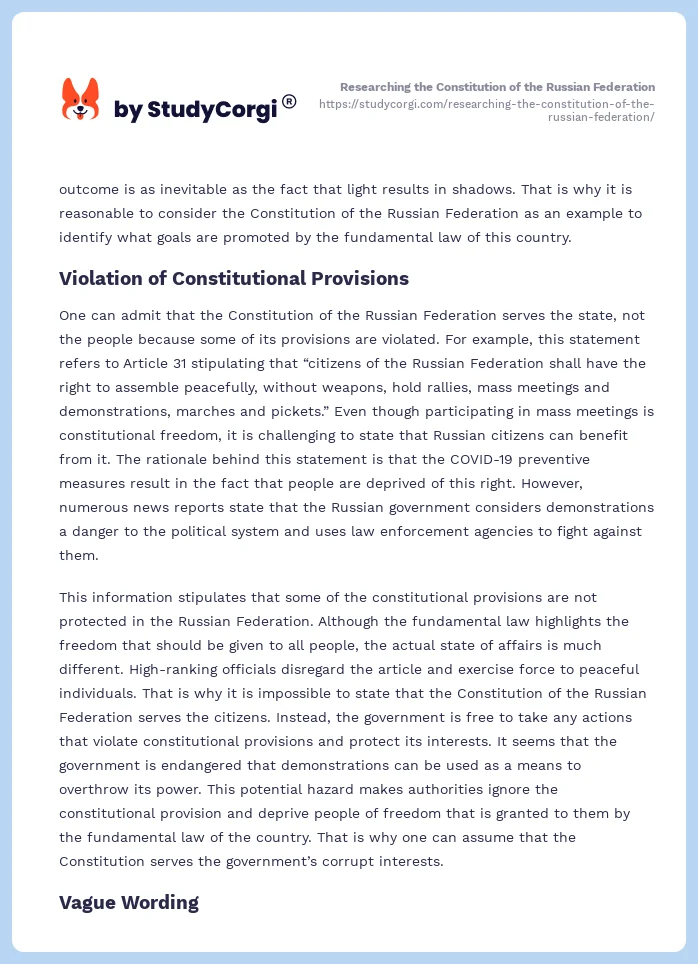 Researching the Constitution of the Russian Federation. Page 2