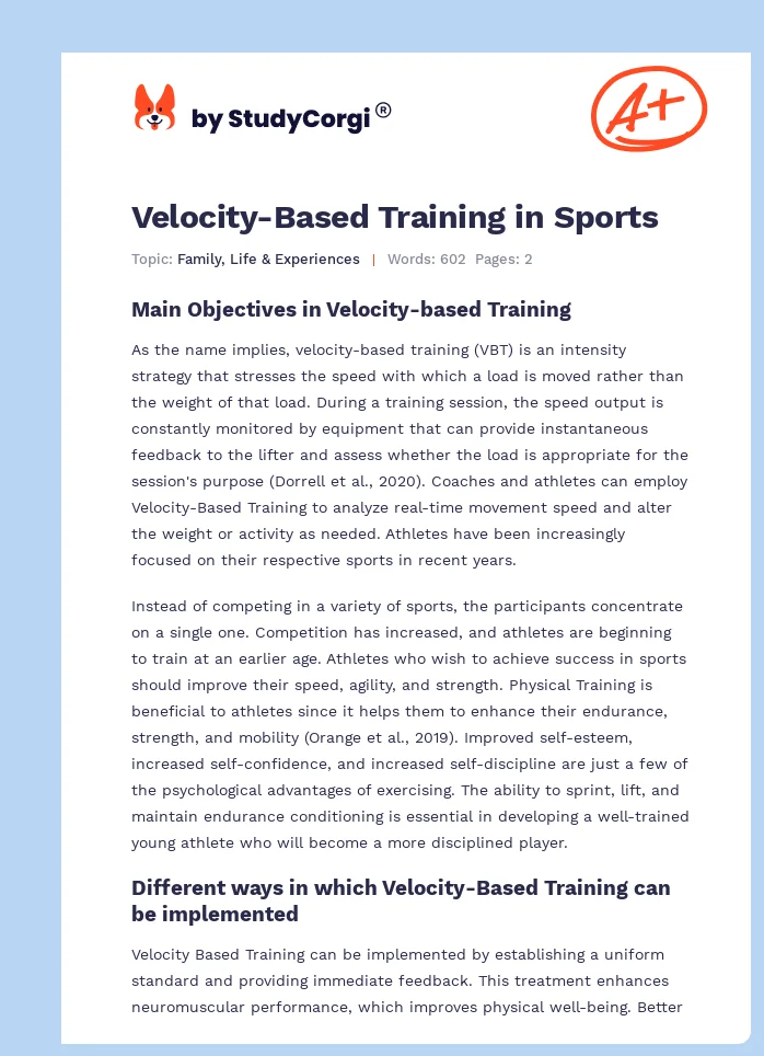 Velocity-Based Training in Sports. Page 1