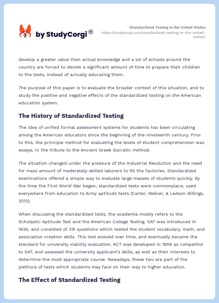 Standardized Testing in the United States. Page 2