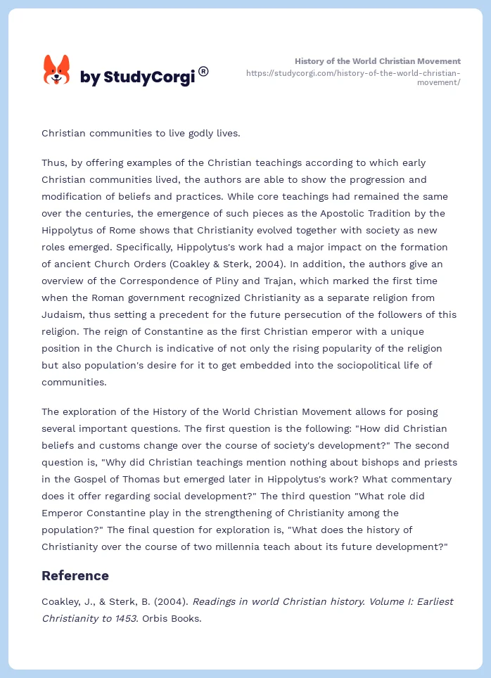History of the World Christian Movement. Page 2