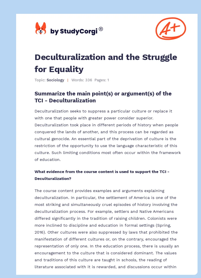 Deculturalization and the Struggle for Equality. Page 1