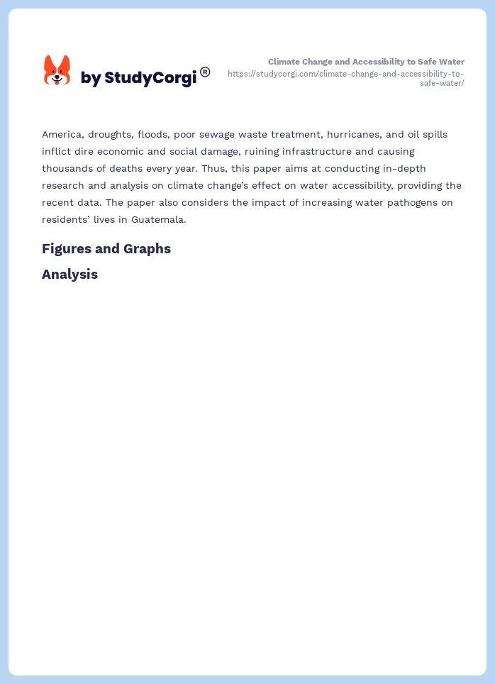 Climate Change and Accessibility to Safe Water. Page 2