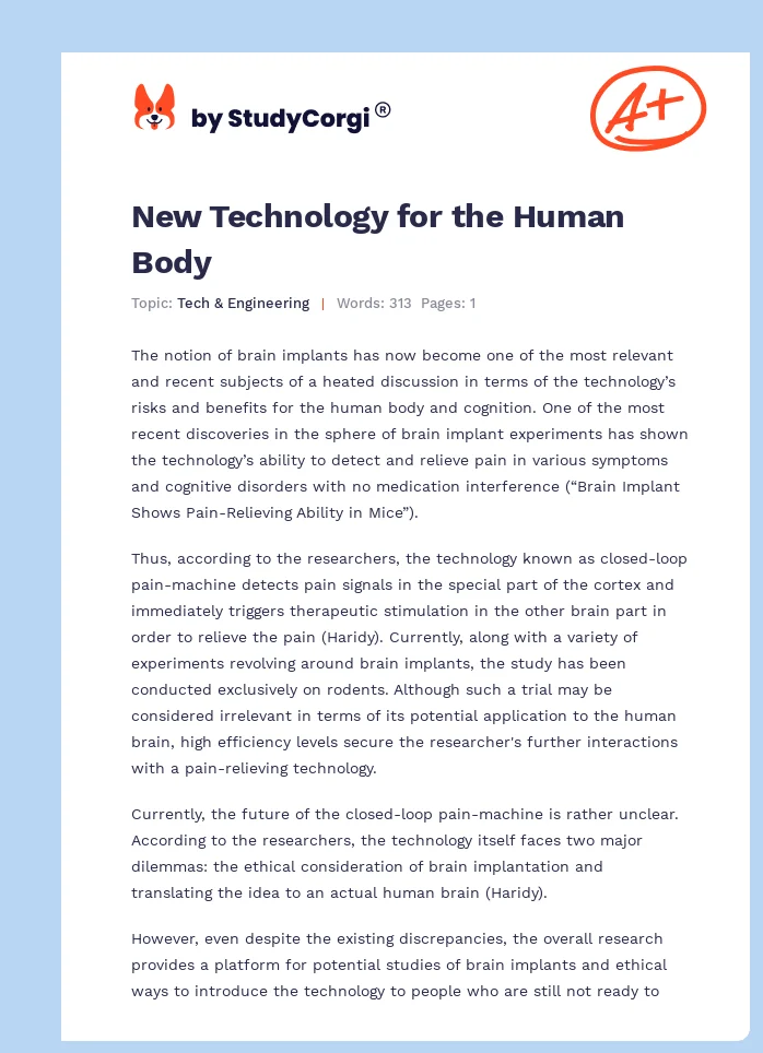 New Technology for the Human Body. Page 1