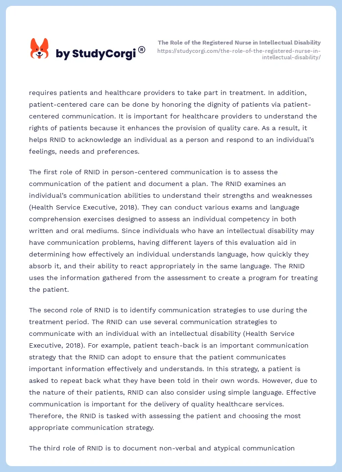 The Role of the Registered Nurse in Intellectual Disability. Page 2