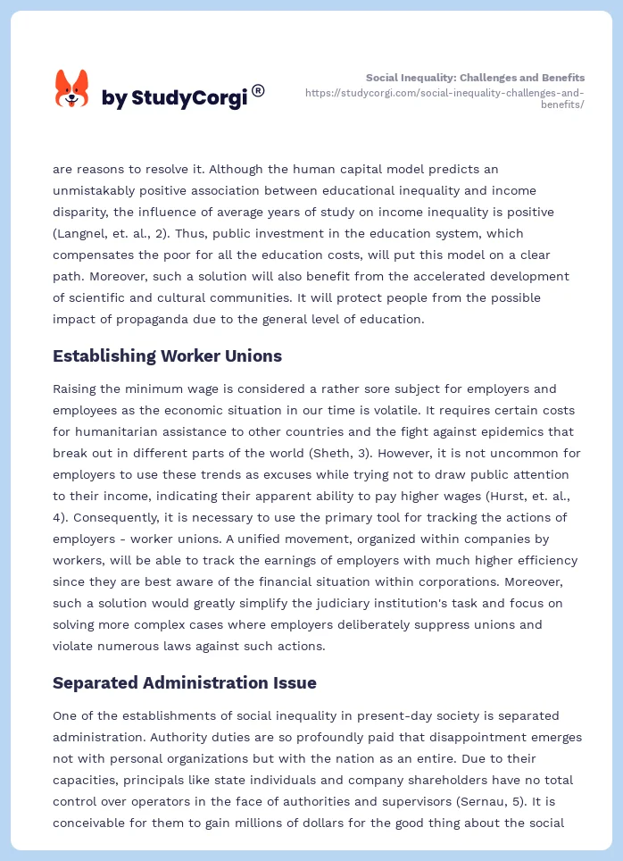 Social Inequality: Challenges and Benefits. Page 2