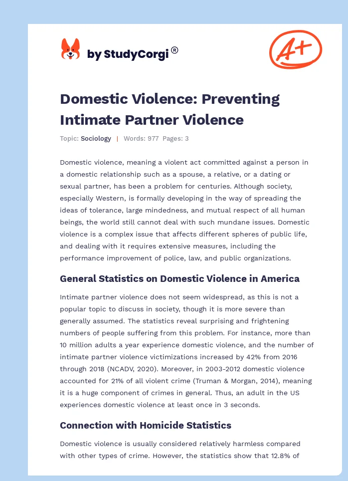 Domestic Violence: Preventing Intimate Partner Violence. Page 1
