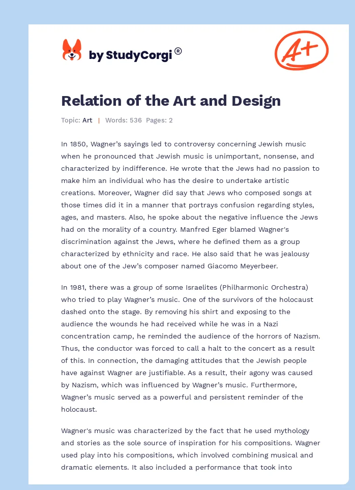 Relation of the Art and Design. Page 1