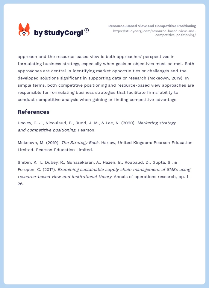 Resource-Based View and Competitive Positioning. Page 2