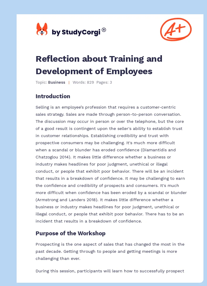 Employee Training and Development. Page 1