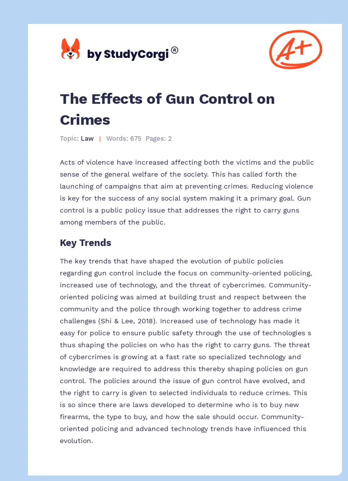 The Effects of Gun Control on Crimes. Page 1