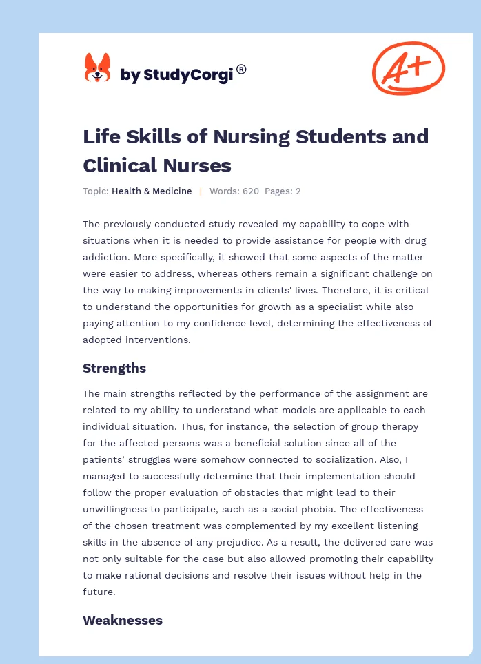 Life Skills of Nursing Students and Clinical Nurses. Page 1