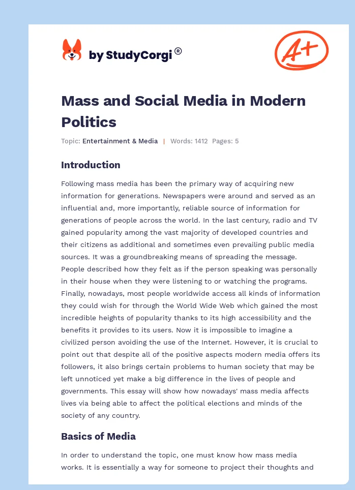 Mass and Social Media in Modern Politics. Page 1
