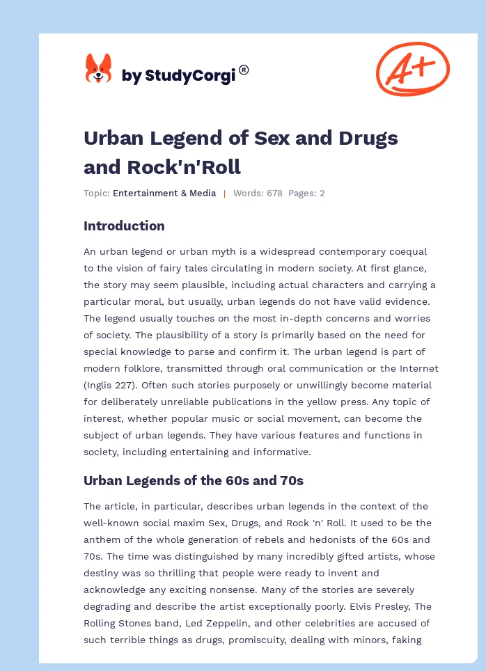 Urban Legend of Sex and Drugs and Rock'n'Roll. Page 1