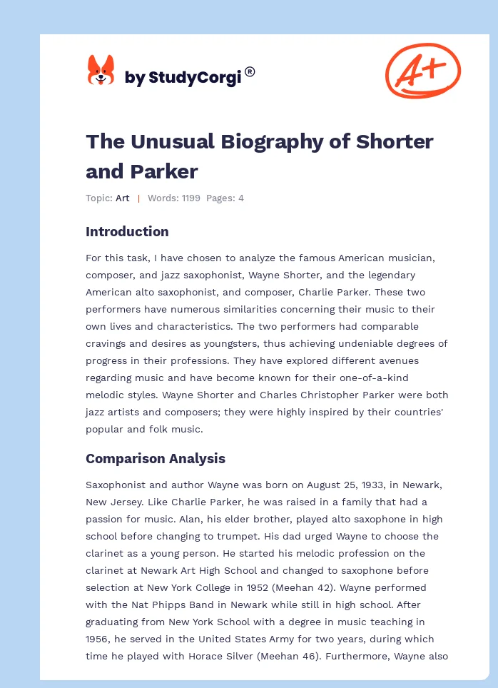 The Unusual Biography of Shorter and Parker. Page 1