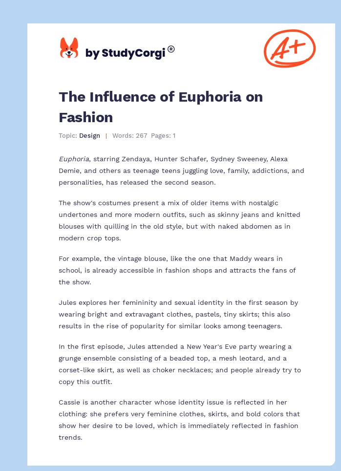 The Influence of Euphoria on Fashion. Page 1