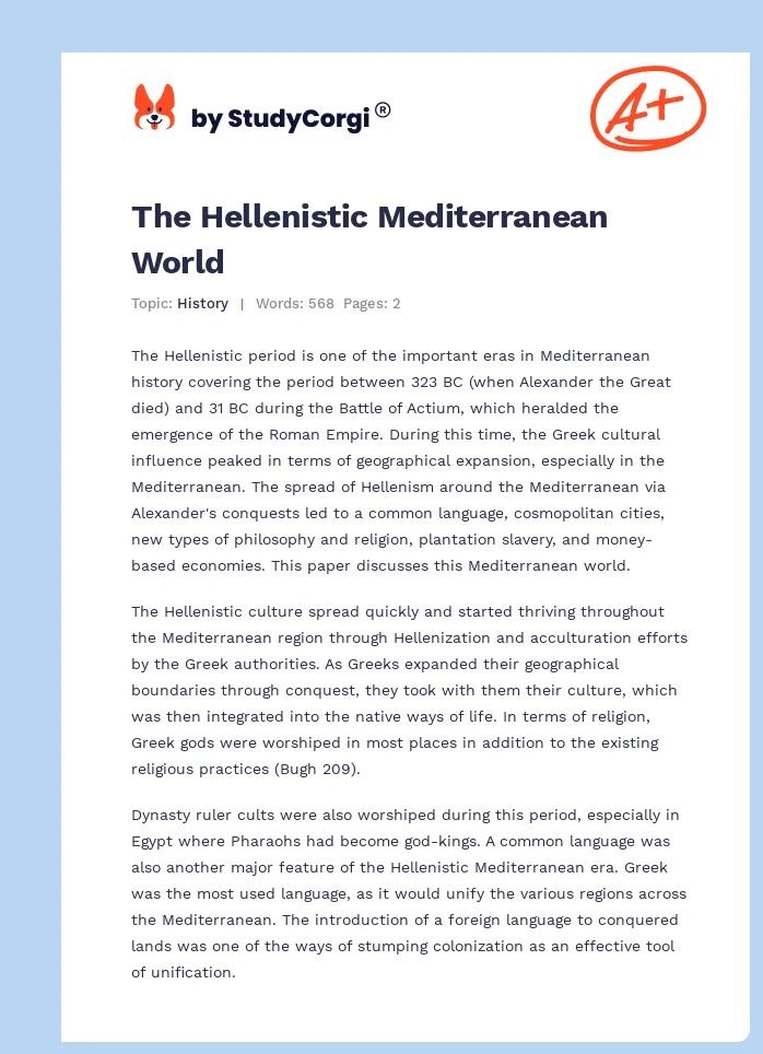 The Hellenistic Mediterranean World. Page 1