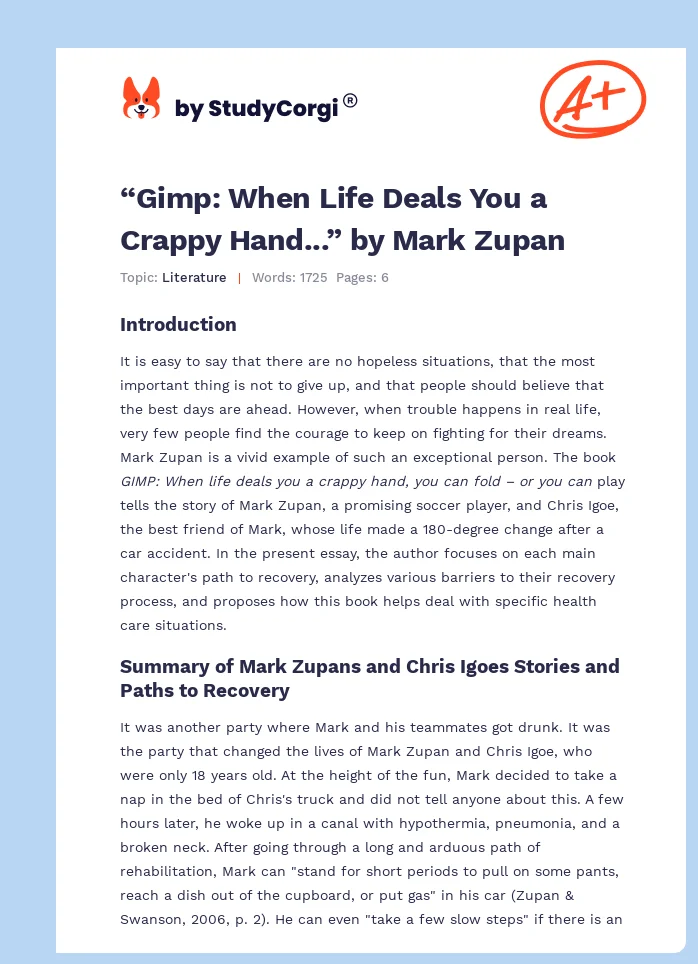 “Gimp: When Life Deals You a Crappy Hand...” by Mark Zupan. Page 1