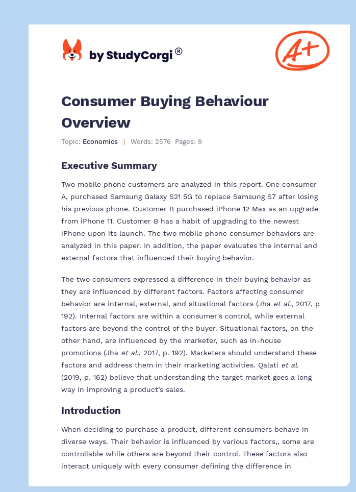 Consumer Buying Behaviour Overview. Page 1