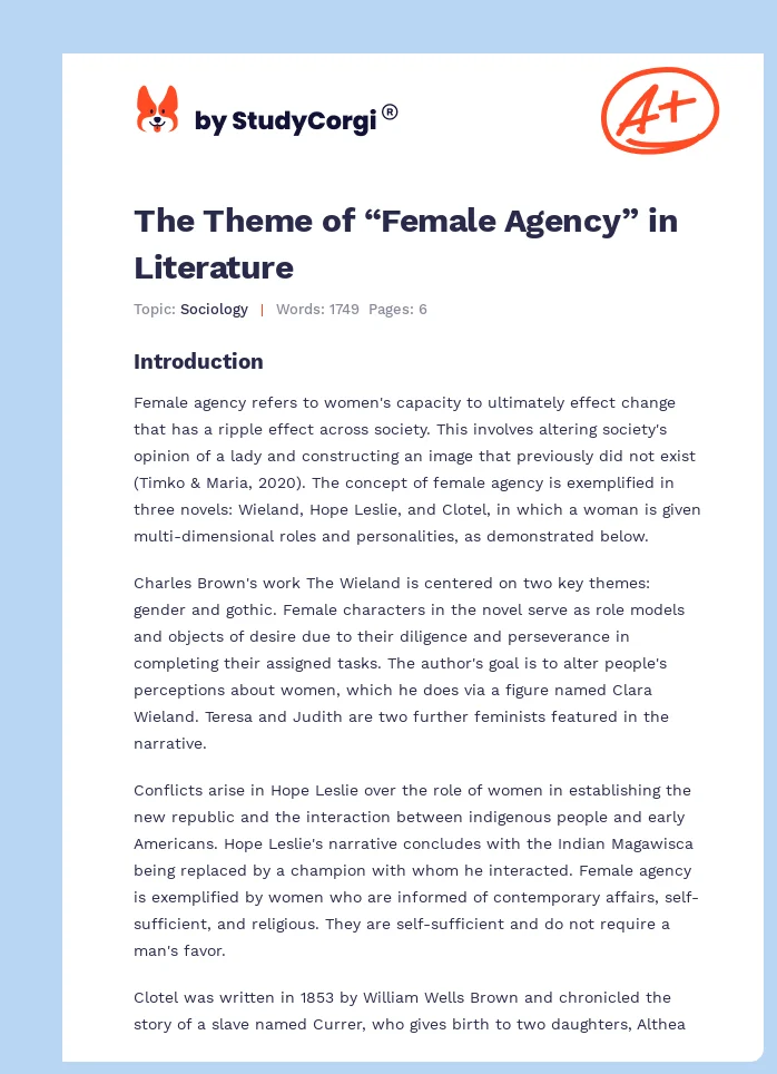 The Theme of “Female Agency” in Literature. Page 1
