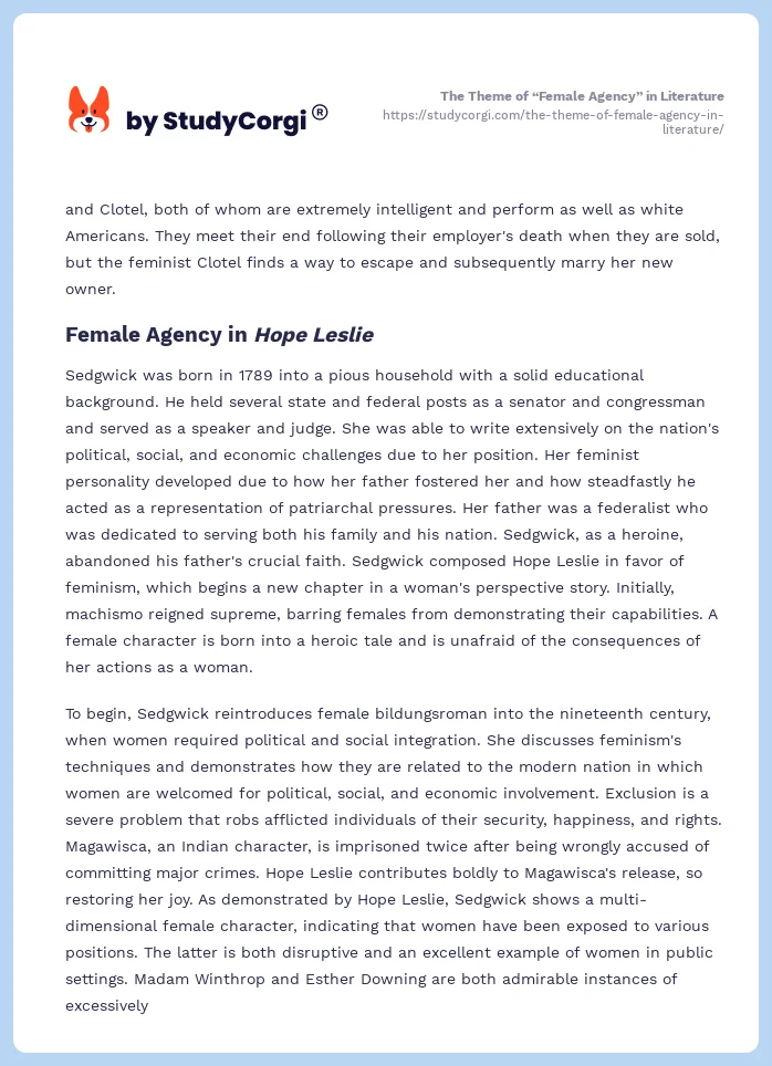 The Theme of “Female Agency” in Literature. Page 2