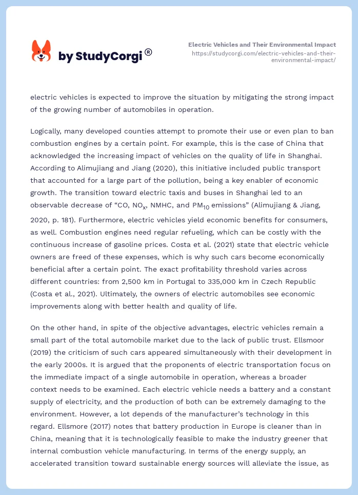 Electric Vehicles and Their Environmental Impact. Page 2