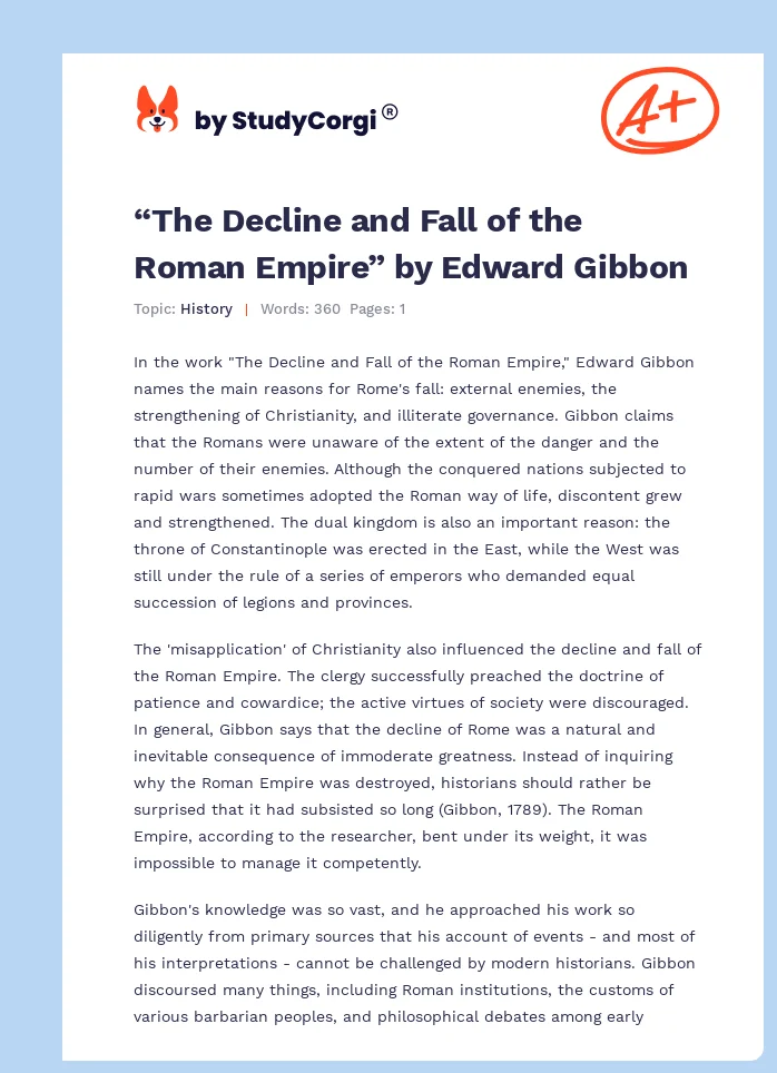 “The Decline and Fall of the Roman Empire” by Edward Gibbon. Page 1