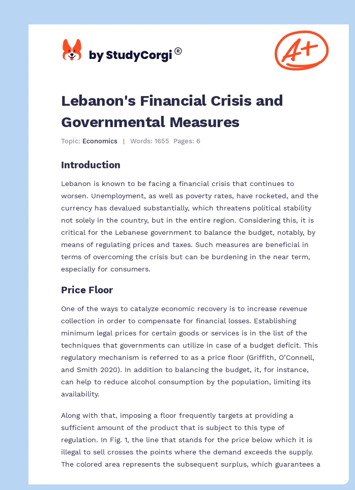 Lebanon's Financial Crisis and Governmental Measures. Page 1