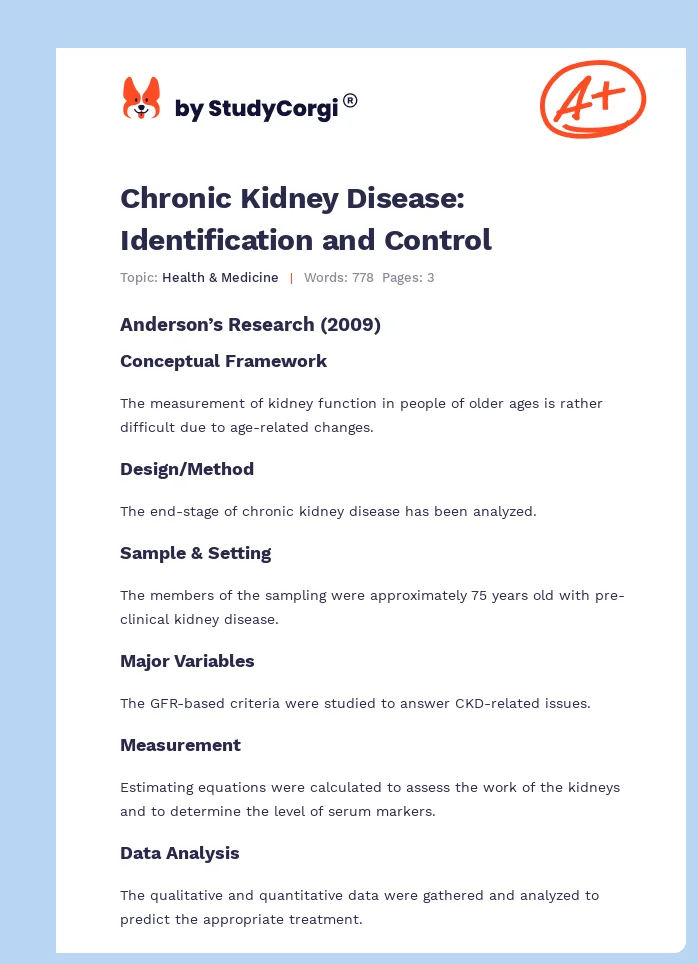 Chronic Kidney Disease: Identification and Control. Page 1
