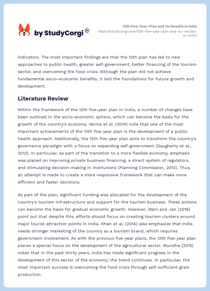 12th Five-Year-Plan and Its Results in India. Page 2
