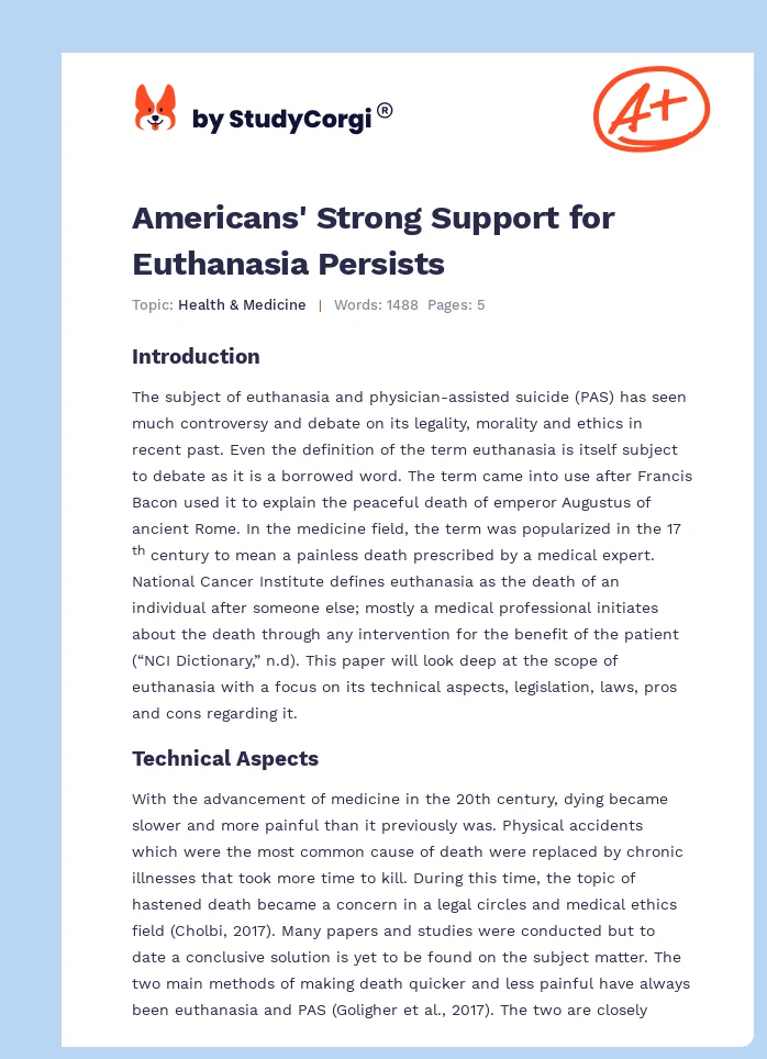Americans' Strong Support for Euthanasia Persists. Page 1