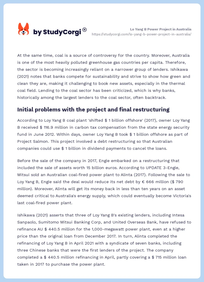 Lo Yang B Power Project in Australia. Page 2