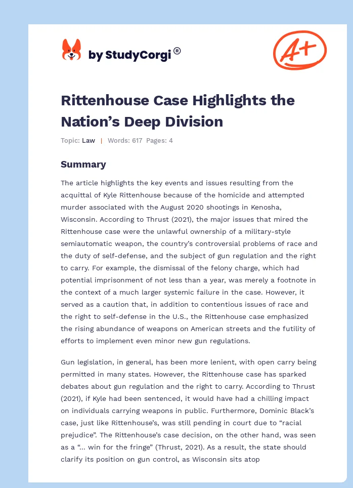 Rittenhouse Case Highlights the Nation’s Deep Division. Page 1