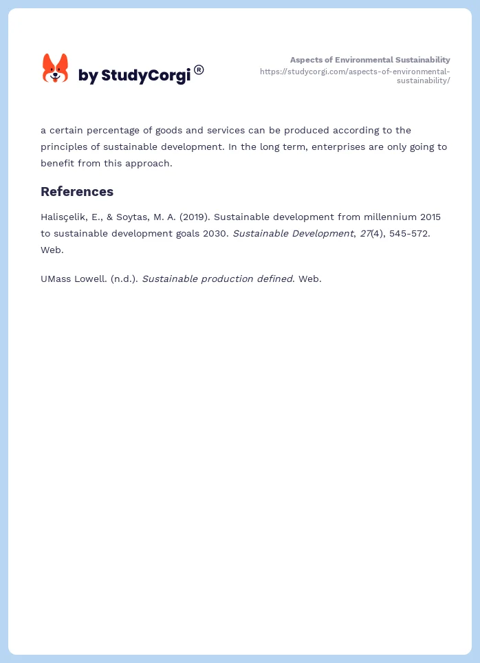 Aspects of Environmental Sustainability. Page 2