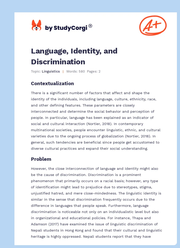 Language, Identity, and Discrimination. Page 1