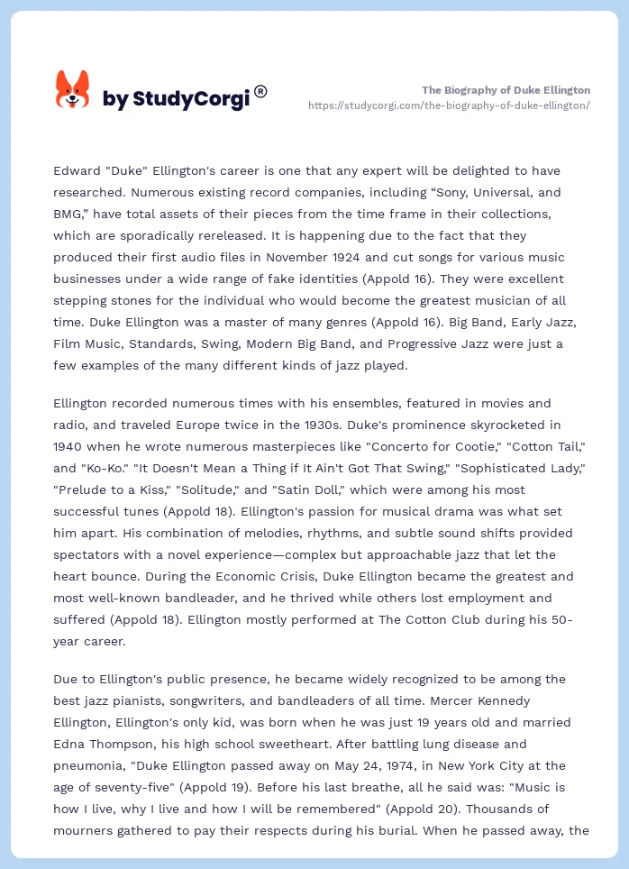 The Biography of Duke Ellington. Page 2