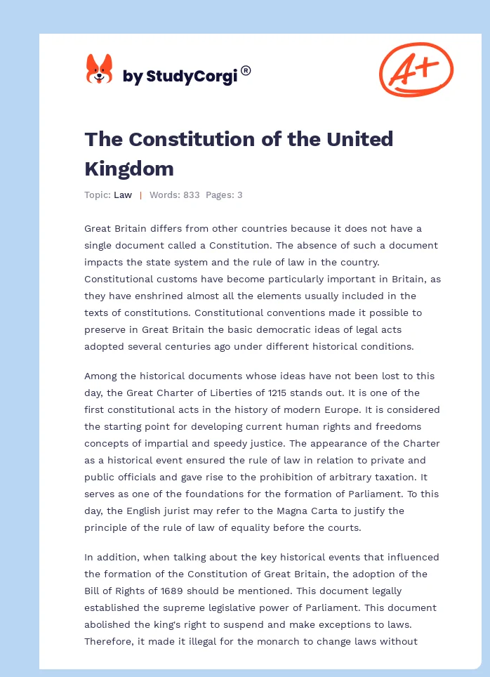 The Constitution of the United Kingdom. Page 1