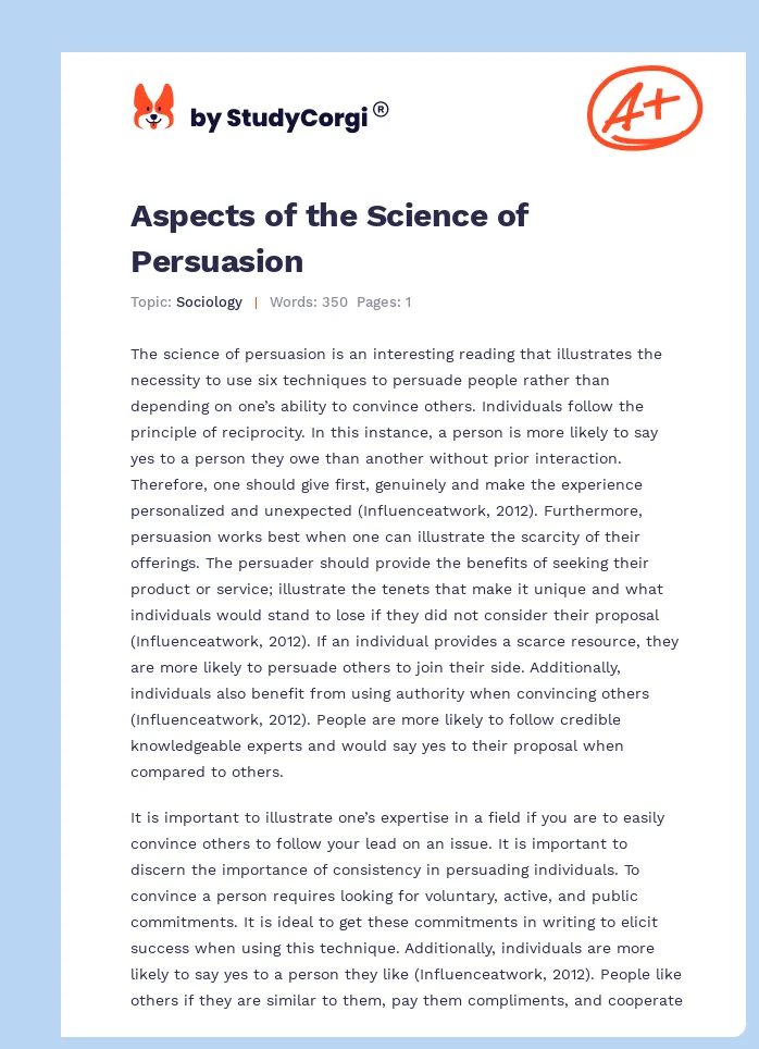 Aspects of the Science of Persuasion. Page 1