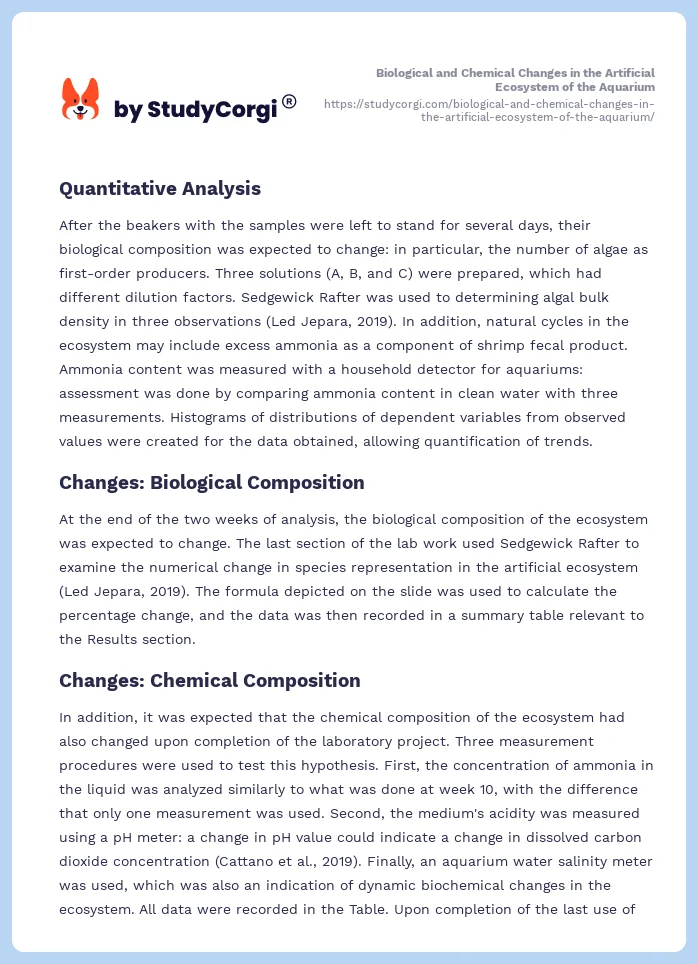 Biological and Chemical Changes in the Artificial Ecosystem of the Aquarium. Page 2