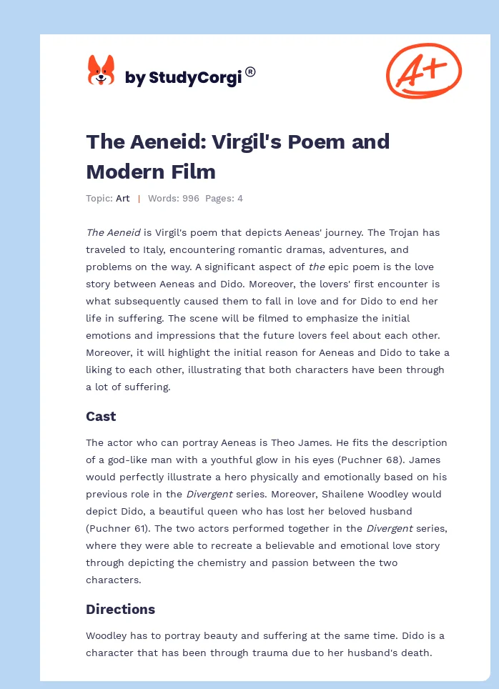 The Aeneid: Virgil's Poem and Modern Film. Page 1