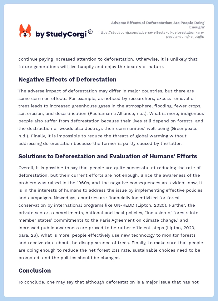 Adverse Effects of Deforestation: Are People Doing Enough?. Page 2
