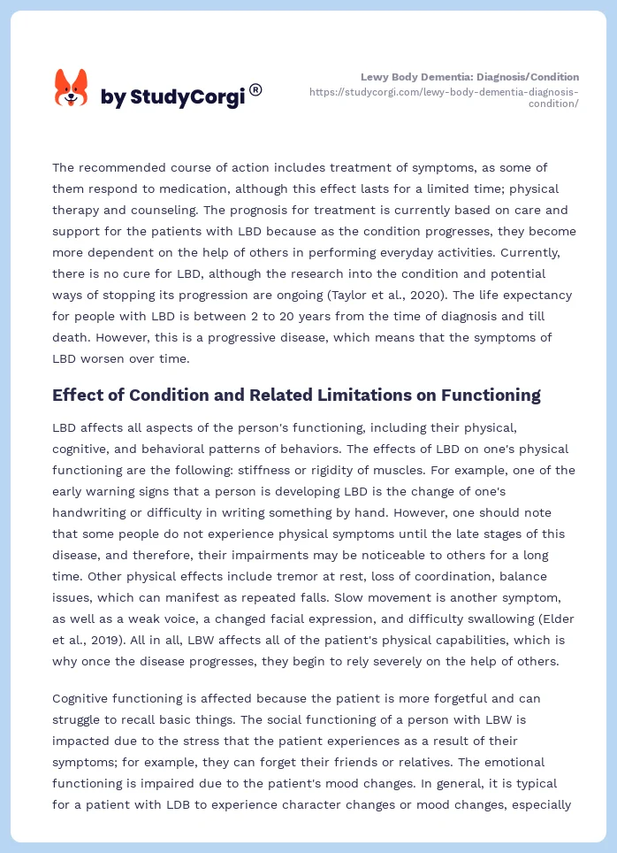 Lewy Body Dementia: Diagnosis/Condition. Page 2