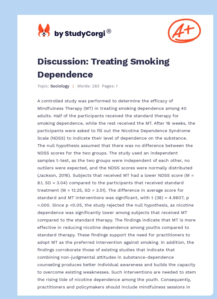 Discussion: Treating Smoking Dependence. Page 1