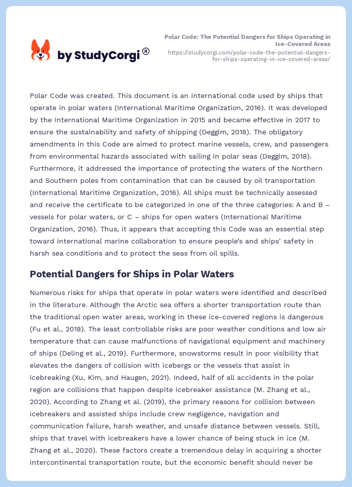 Polar Code: The Potential Dangers for Ships Operating in Ice-Covered Areas. Page 2